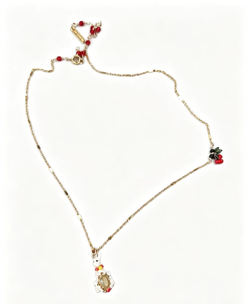 Yellow Rabbit And Stone Pendant Enamel Necklace
