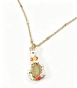 Rabbit And Stone Pendant Enamel Necklace